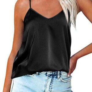 Black Silky Basic V-Neck Tank Top/Cami